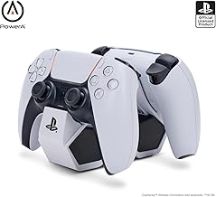 PowerA Twin Charging Station for PS5 DualSense and DualSense Edge Wireless Controllers, AC Adaptor Included, with LED Indicator, Vertical Dual Controller Fast Charging Dock (Officially Licensed)