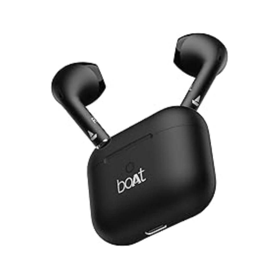 Airdopes Joy, 35Hrs Battery, Fast Charge, IWP Tech, Low Latency, 2Mic ENx, Type-C Port, v5.3 Bluetooth Earbuds, TWS Ear Buds Wireless Earphones with mic(Jet Black)