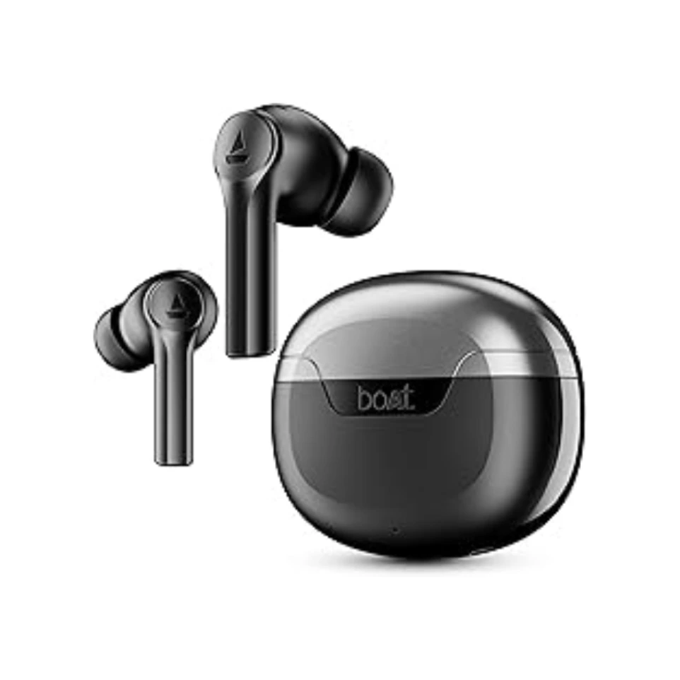 Airdopes 300, Cinematic Spatial Audio, 50HRS Battery, 4Mic AI ENx, Fast Charge, App Support, Low Latency, IPX4, v5.3 Bluetooth Earbuds, TWS Ear Buds Wireless Earphones with mic (Gunmetal Black)