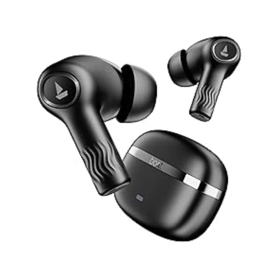 Nirvana Ion, 120HRS Battery, Crystal Bionic Sound w/Dual EQ Modes, 4Mics ENx, App Support, Low Latency, IPX4, v.5.2 Bluetooth Earbuds, TWS Ear Buds Wireless Earphones with mic (Charcoal Black)