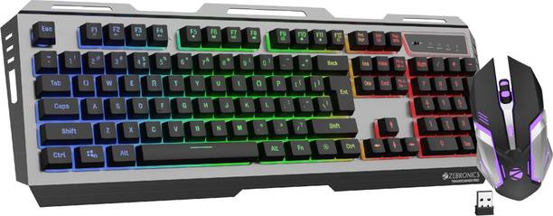 ZEBRONICS Transformer Pro Wireless Standard Multi-device Keyboard Compatible with Desktop, Laptop, Mac Gaming Keyboard & Mouse, 2.4GHz, LED Modes,Type C, Al body (Black, MultiColor LED Modes, Aluminum Body, Double Shot Keycaps, Up To 4000 DPI)