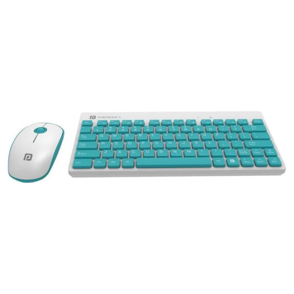 Portronics POR-373 Key2 & Mouse Combo Wireless Laptop-size Laptop Keyboard Compatible with Desktop, Laptop, Mac Compact Light-Weight for PCs, Laptops and Smart TV (White, Green)