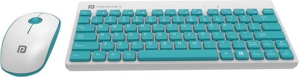 Portronics POR-373 Key2 & Mouse Combo Wireless Laptop-size Laptop Keyboard Compatible with Desktop, Laptop, Mac Compact Light-Weight for PCs, Laptops and Smart TV (White, Green)