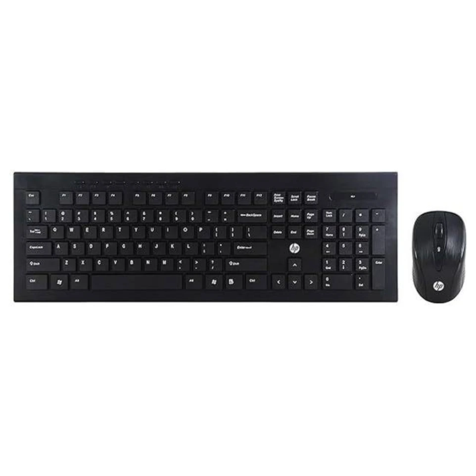 HP wireless keyboard & mouse combo Wireless Standard Laptop Keyboard Compatible with Desktop, Laptop, Mac 1600 DPI Mouse,Ultraslim design keyboard with brush metal finish/3 Yrs Warranty (Black)