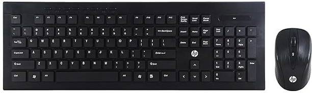 HP wireless keyboard & mouse combo Wireless Standard Laptop Keyboard Compatible with Desktop, Laptop, Mac 1600 DPI Mouse,Ultraslim design keyboard with brush metal finish/3 Yrs Warranty (Black)