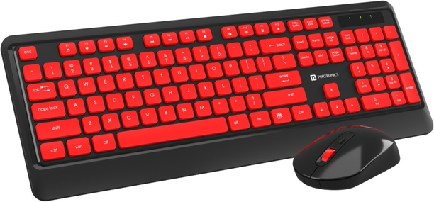 Portronics Key5 Combo, POR 1407 Wireless Standard Laptop Keyboard Compatible with Desktop, Laptop, Mac Easy to Use,Plug and Play,Quick, Comfy Durable body (Black, Red)