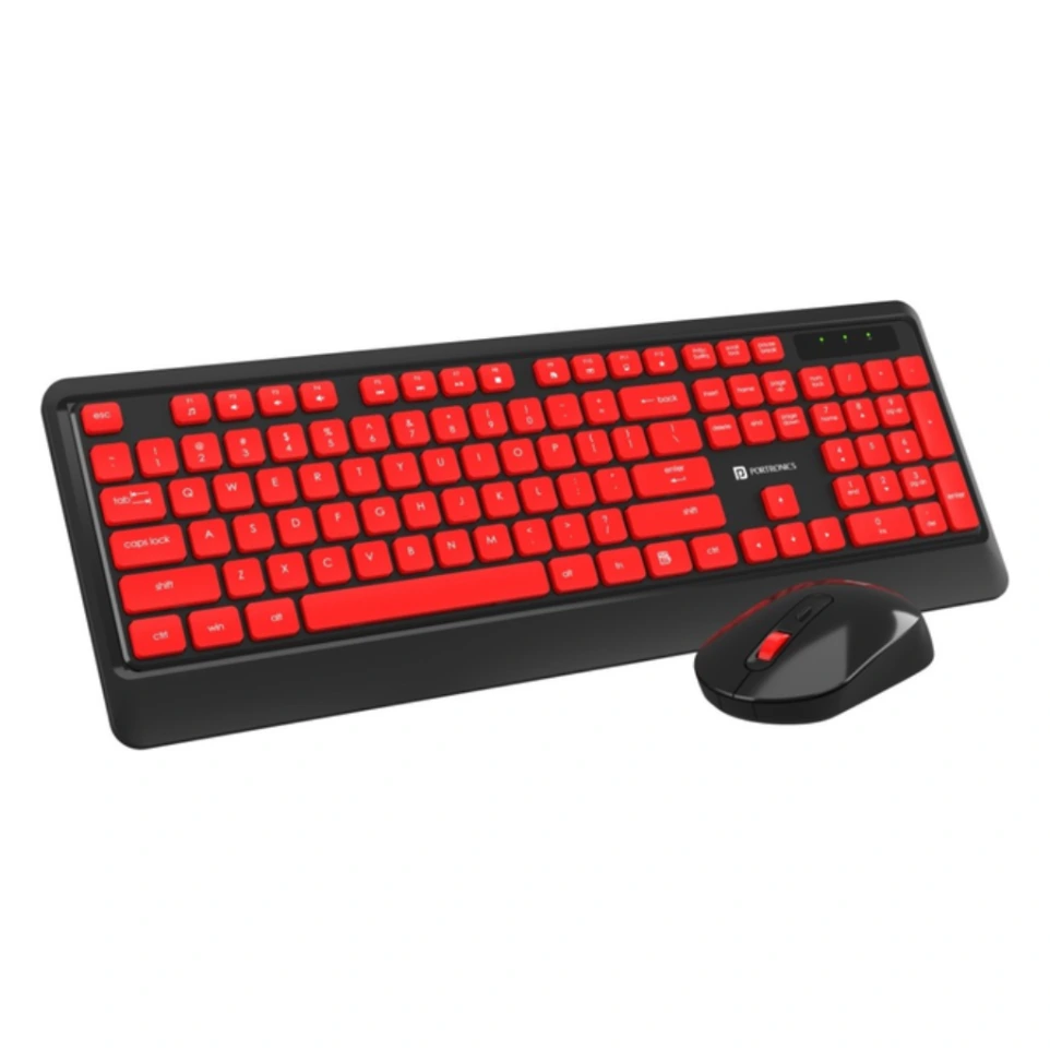 Portronics Key5 Combo, POR 1407 Wireless Standard Laptop Keyboard Compatible with Desktop, Laptop, Mac Easy to Use,Plug and Play,Quick, Comfy Durable body (Black, Red)