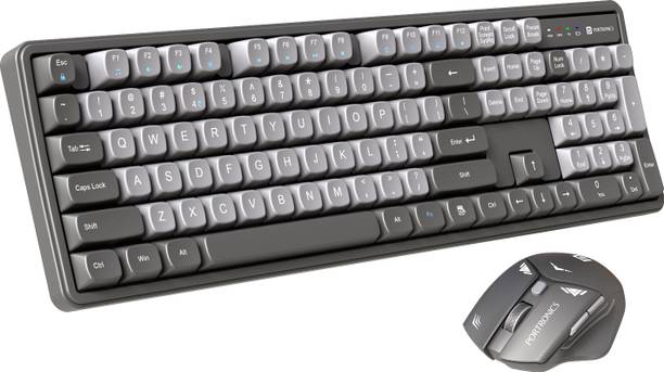 Portronics Key9 Combo Wireless Keyboard and Mouse, Ergonomic Mouse, USB Receiver, Wireless Laptop-size Laptop Keyboard Compatible with Desktop, Laptop, Mac (Grey)